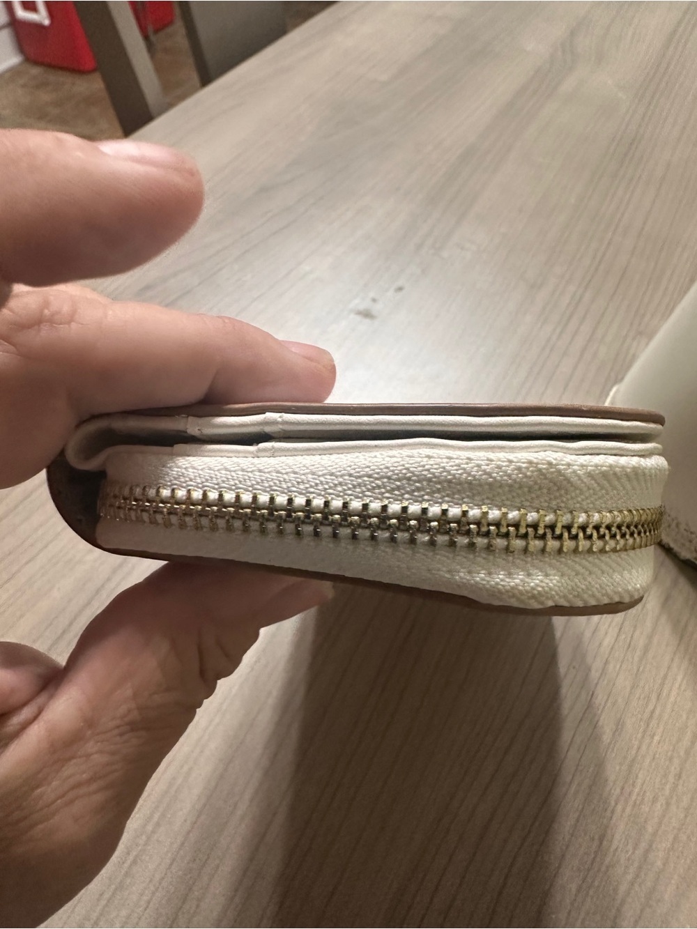 Nanette Lepore Cream Zip Wallet with Gold Logo - Picture 7 of 10